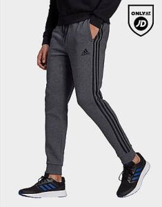 Adidas Essentials Fleece Tapered Cuff 3-Stripes Broek Dark Grey Heather Black- Heren