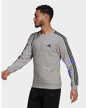 Adidas Essentials French Terry 3-Stripes Sweatshirt Medium Grey Heather Black- Heren