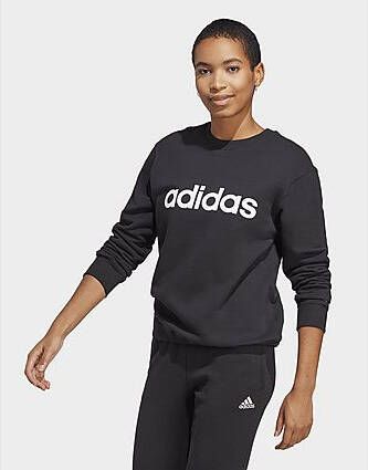 Adidas Essentials Linear French Terry Sweatshirt Black White- Dames