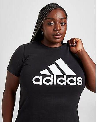 Adidas Essentials Logo T-shirt (Grote Maat) Black White- Dames