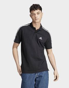 Adidas Essentials Piqué Embroidered Small Logo 3-Stripes Poloshirt Black White- Heren