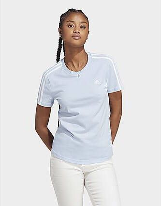 Adidas Essentials Slim 3-Stripes T-shirt Blue Dawn White- Dames