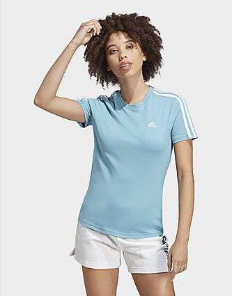 Adidas Essentials Slim 3-Stripes T-shirt Preloved Blue White- Dames