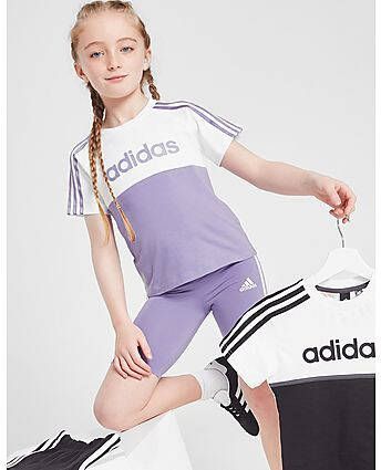 Adidas ' Linear Colour Block T-Shirt Shorts Children Purple Kind