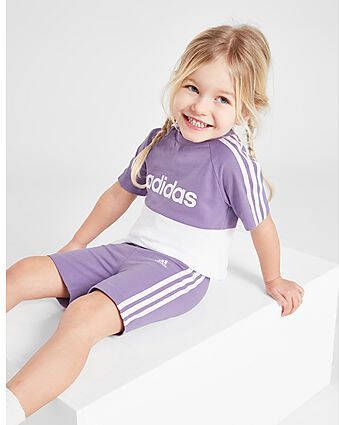 Adidas ' Linear Colour Block T-Shirt Shorts Infant Purple Kind