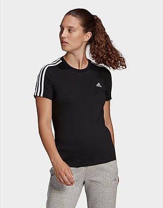 Adidas Essentials Slim 3-Stripes T-shirt Black White- Dames