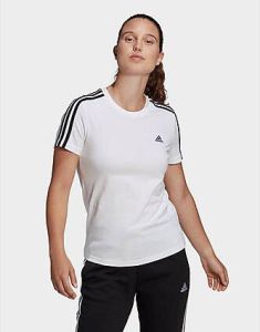 Adidas Essentials Slim 3-Stripes T-shirt White Black- Dames