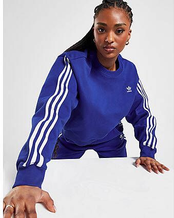 Adidas Originals 3 Stripes Boxy Crew Sweatshirt Blue- Dames