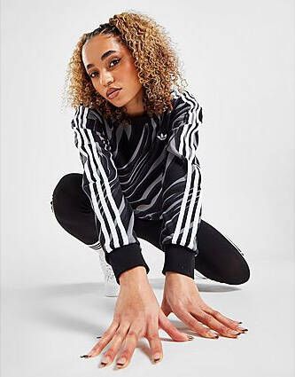 Adidas Originals Abstract Allover Animal Print Sweatshirt Black- Dames