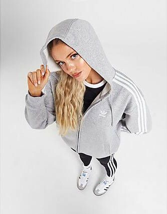 Adidas Originals 3-Stripes Full Zip Hoodie Medium Grey Heather- Dames