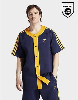 Adidas Originals Adicolor Classics+ Overhemd met Korte Mouwen (Uniseks) Dark Blue Crew Yellow- Heren