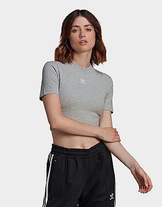 Adidas Originals Adicolor Essentials Rib Cropped T-shirt Medium Grey Heather- Dames