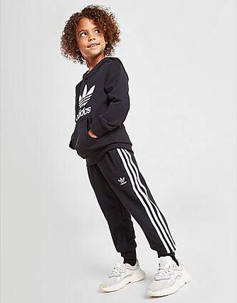 Adidas Originals Trefoil Hooded Tracksuit Children Black White- Black White