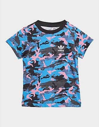 Adidas Originals Allover Print Camo T-shirt Pulse Blue Carbon Black Bliss Pink