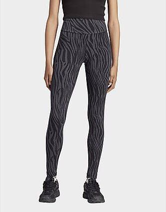 Adidas Originals Allover Zebra Animal Print Essentials Legging Carbon Black- Dames