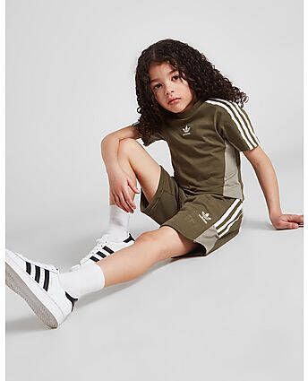 Adidas Originals Chevron Colour Block T-Shirt Shorts Set Children GREEN Kind