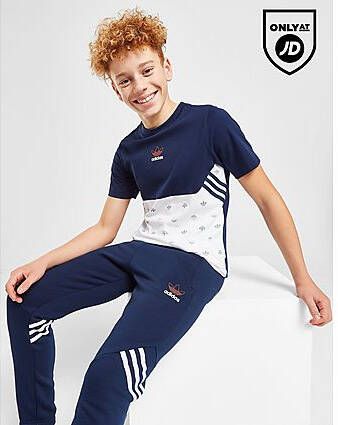 Adidas Originals Colour Block All Over Print T-Shirt Junior Navy