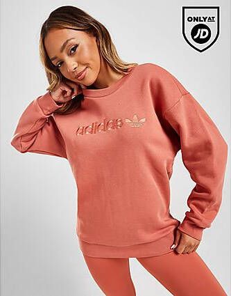 Adidas Originals Embroidered Boyfriend Crew Sweatshirt Pink- Dames
