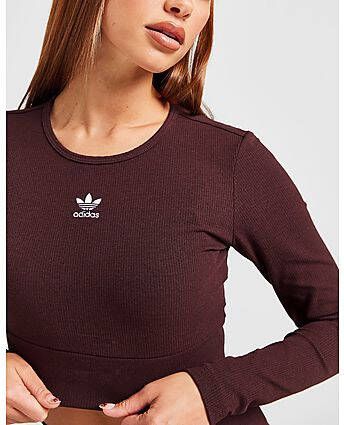 Adidas Originals Ribbed Long Sleeve T-Shirt Shadow Brown- Dames