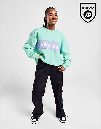 Adidas Originals Linear Crew Sweatshirt GREEN- Dames