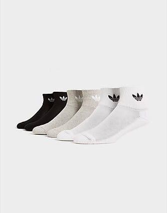Adidas Originals 6-Pack Quarter Socks White Medium Grey Heather Black- Dames