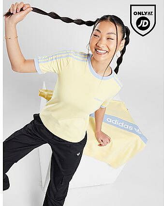 Adidas Originals Slim 3-Stripes T-Shirt Yellow- Dames
