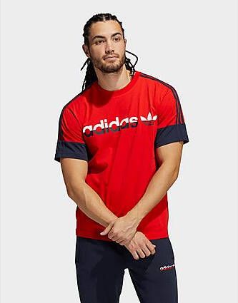 Adidas Originals SPRT 3-Stripes Split T-shirt Red Legend Ink- Heren