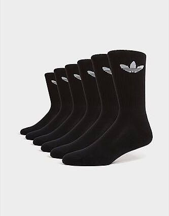 Adidas Originals 6-Pack Trefoil Cushion Crew Socks Black- Dames