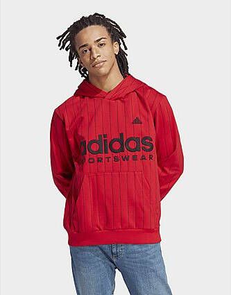 Adidas Pinstripe Fleece Hoodie Better Scarlet- Heren