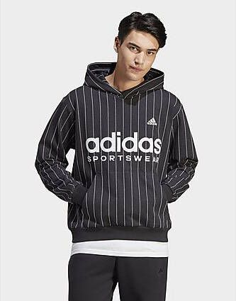 Adidas Pinstripe Fleece Hoodie Black- Heren