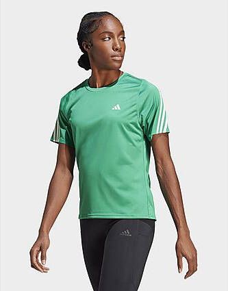 Adidas Run Icons 3-Stripes Low-Carbon Running T-shirt Semi Court Green- Dames