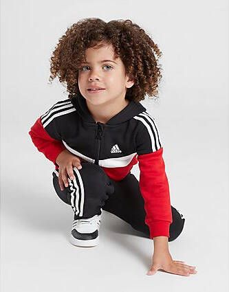Adidas Colour Block Full Zip Tracksuit Infant Black White Better Scarlet- Black White Better Scarlet