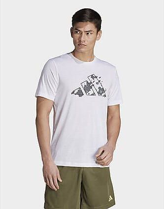 Adidas Train Essentials Seasonal Training Graphic T-shirt White Grey Five- Heren