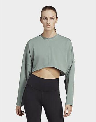 Adidas Yoga Studio Crop Sweatshirt Silver Green- Dames