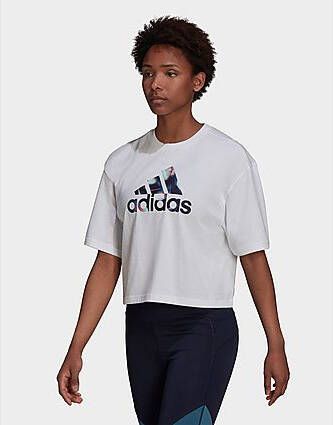 Adidas You for You Cropped Logo T-shirt White- Dames
