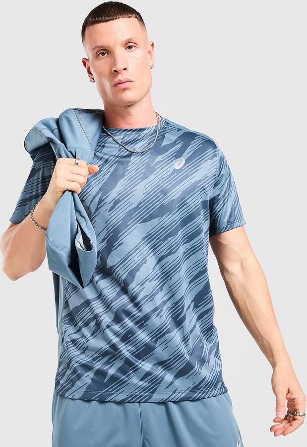 ASICS Core All Over Print T-Shirt Blauw- Heren Blauw