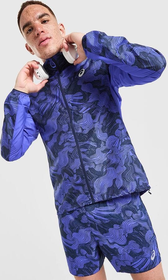 ASICS Fujitrail All Over Print Jacket Blauw- Heren Blauw