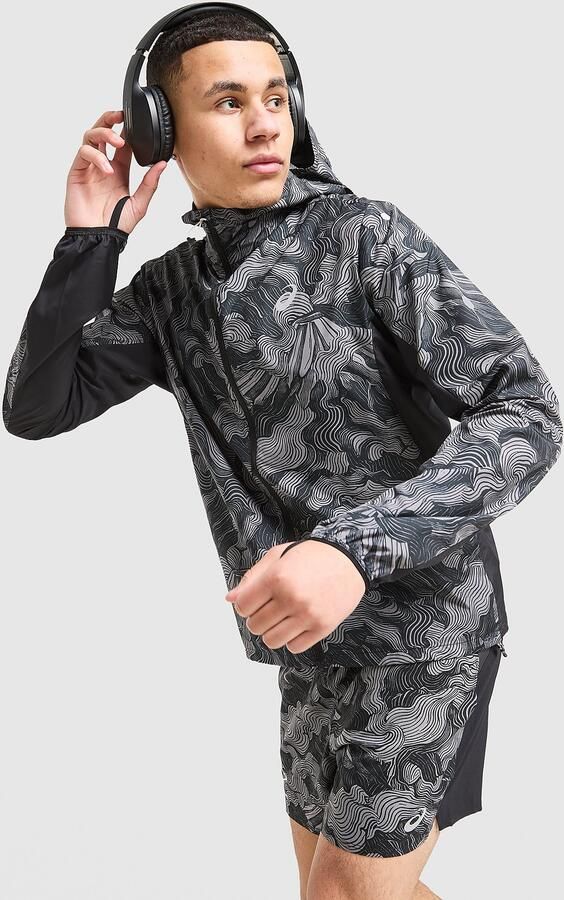 ASICS Fujitrail All Over Print Jacket Zwart- Heren Zwart