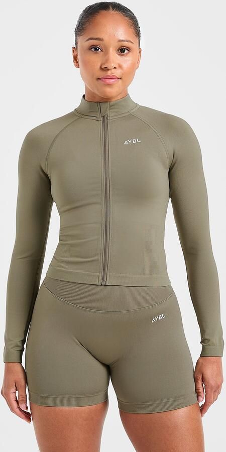 AYBL Adapt Seamless Full Zip Top Groen- Dames Groen