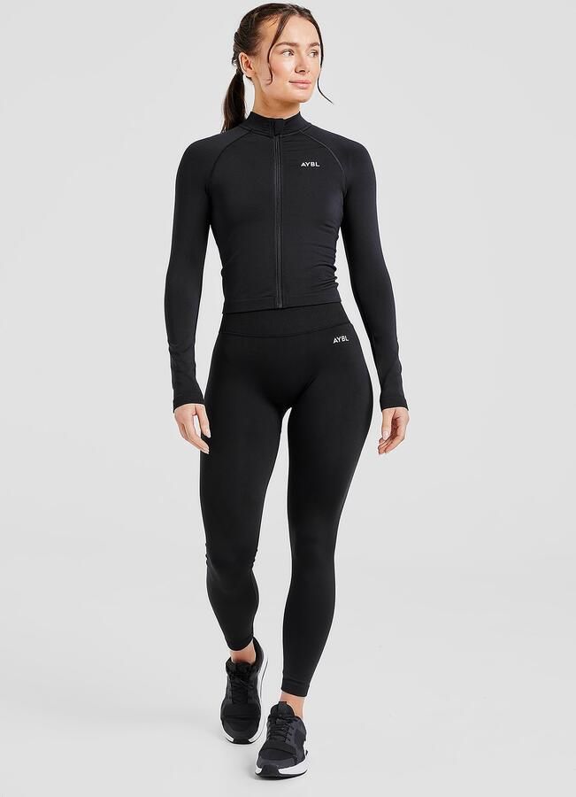 AYBL Adapt Seamless Full Zip Top Zwart- Dames Zwart