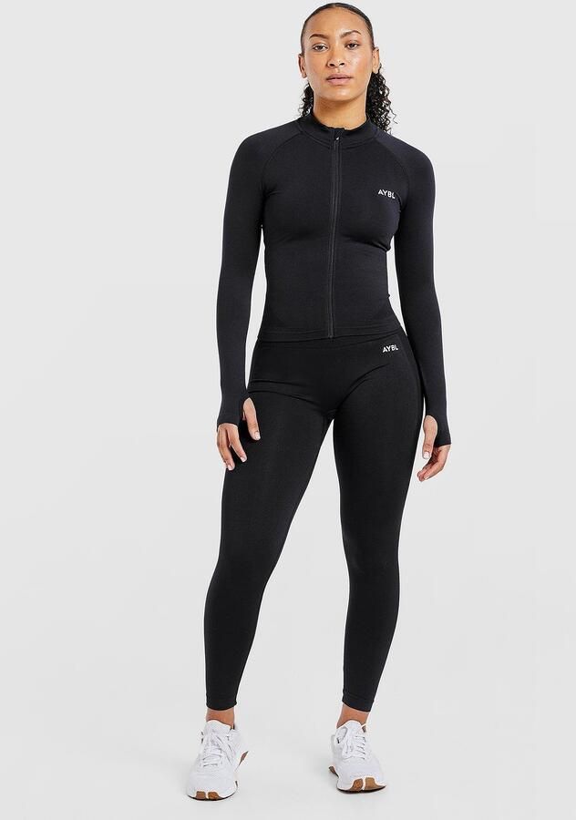 AYBL Empower Seamless Full Zip Top Zwart- Dames Zwart
