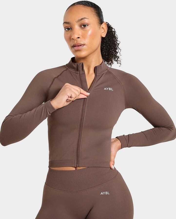 AYBL Enhance Full Zip Seamless Top Bruin- Dames Bruin