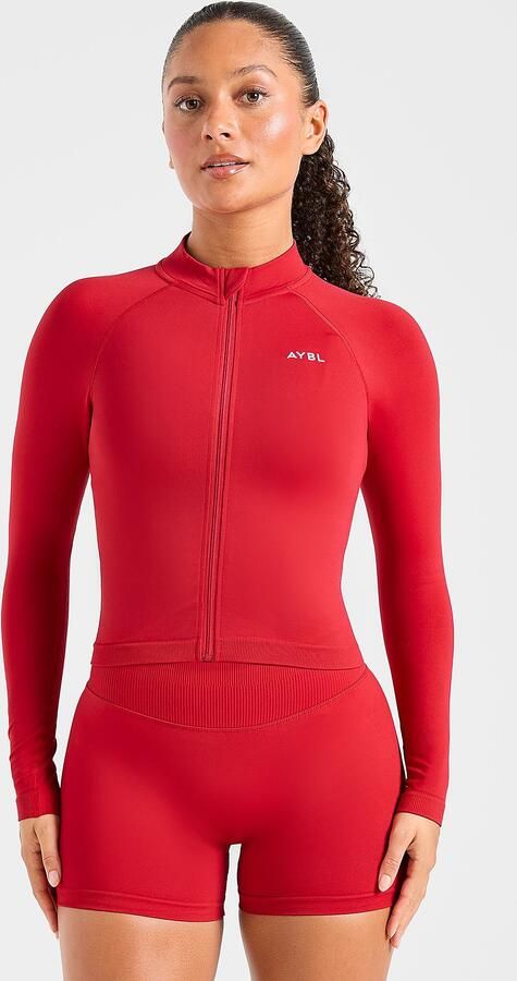AYBL Enhance Full Zip Seamless Top Rood- Dames Rood