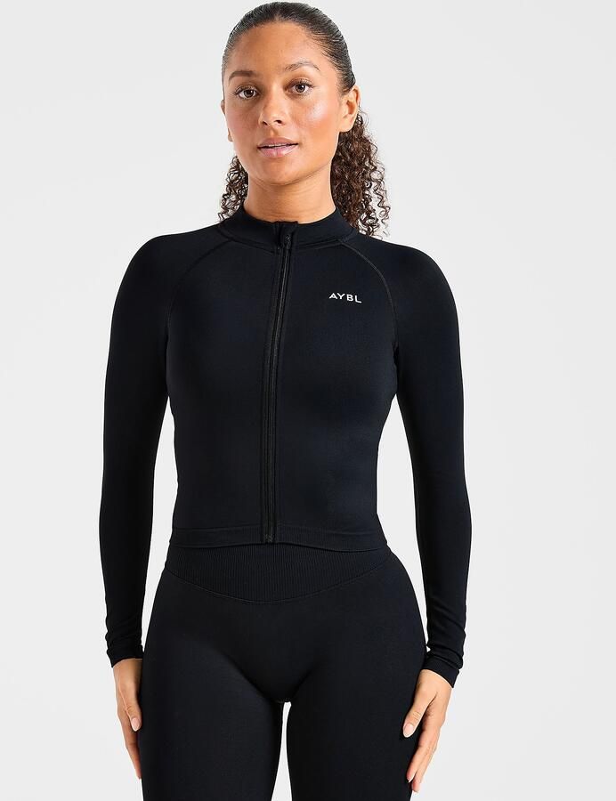AYBL Enhance Full Zip Seamless Top Zwart- Dames Zwart