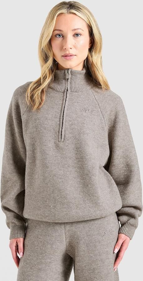 AYBL Soft Knit 1 4 Zip Sweatshirt Bruin- Dames Bruin