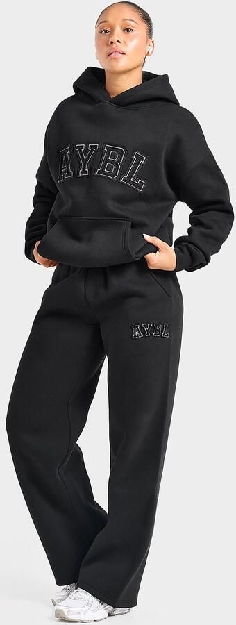 AYBL Varsity Applique Wide Leg Joggers Zwart- Dames Zwart