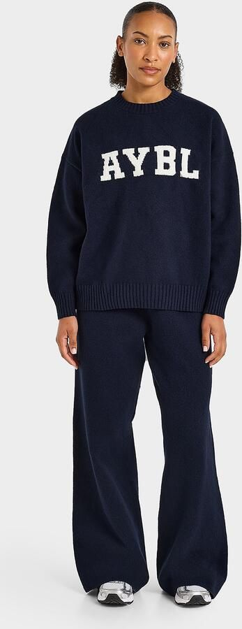 AYBL Varsity Knitted Crew Sweatshirt Blauw- Dames Blauw