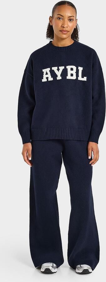 AYBL Varsity Knitted Wide Joggers Blauw- Dames Blauw