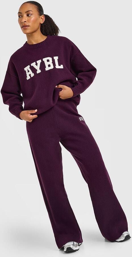 AYBL Varsity Knitted Wide Joggers Paars- Dames Paars