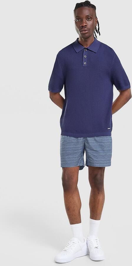 Belier Knit Polo Shirt Blauw- Heren Blauw